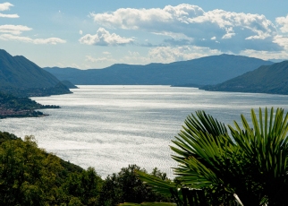 Gleissende Sonne über dem See an einem Nachmittag im August